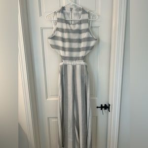 Executive Ponies White and Gray Cutout Jumpsuit